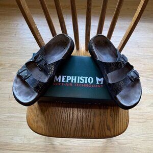 Mephisto Helda Plus Black Metallic Zebra Sandals - Size 39